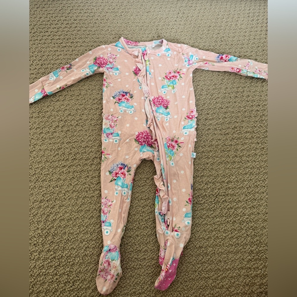 Posh Peanut Pink and Blue Floral Footies